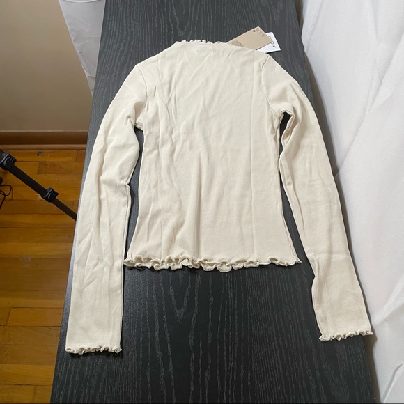 Asos Monki Organic  Cotton Long Sleeve Top In Beige Size XS NWT - Picture 6 of 6